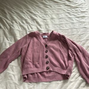 pink button down long sleeve sweater